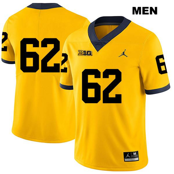 Men's NCAA Michigan Wolverines Mica Gelb #62 No Name Yellow Jordan Brand Authentic Stitched Legend Football College Jersey AU25I18DW